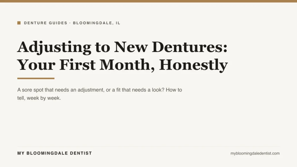 adjusting to new dentures in the first month: a week by week guide with a sore spot triage for adjustments versus a fit problem